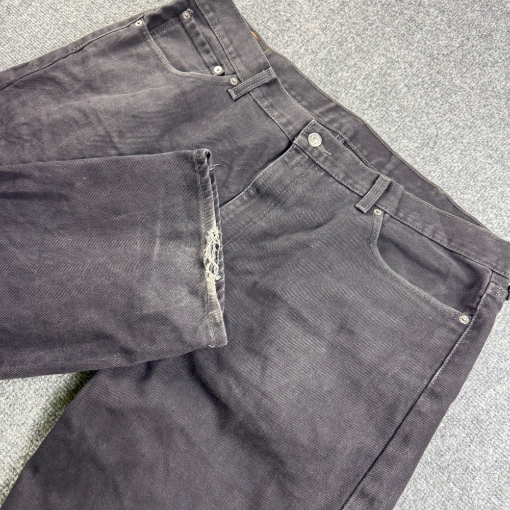 Levi's 505 Jeans 42W x 32L Black Straight Leg Regular Fit Cotton Men's